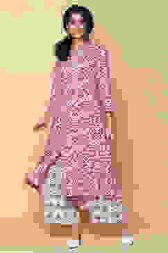 Magenta Rayon Straight Kurta Pants Set image number 0