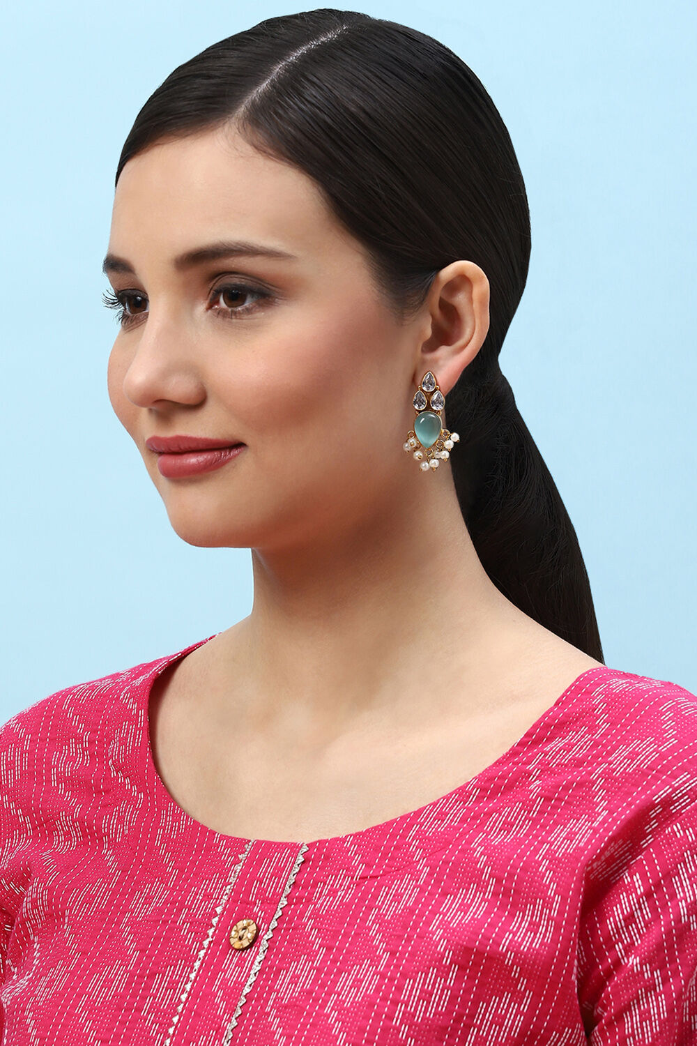 Green Brass Earrings image number 3