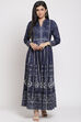 Indigo Flared Poly Span Printed Dress image number 5