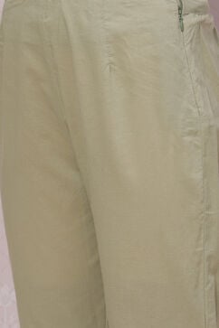 Dark Green Poly Cotton Straight Kurta Slim Pants Suit Set image number 3