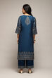 Teal Poly Viscose Straight Kurta Salwar Pant Suit Set image number 4