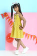 Yellow Cotton A-Line Printed Dress image number 3