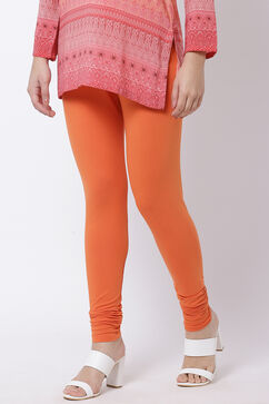 Orange Cotton Lycra Churidar image number 2