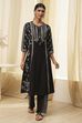 Off-White Pure Cotton Printed A-line Kurta Set image number 6