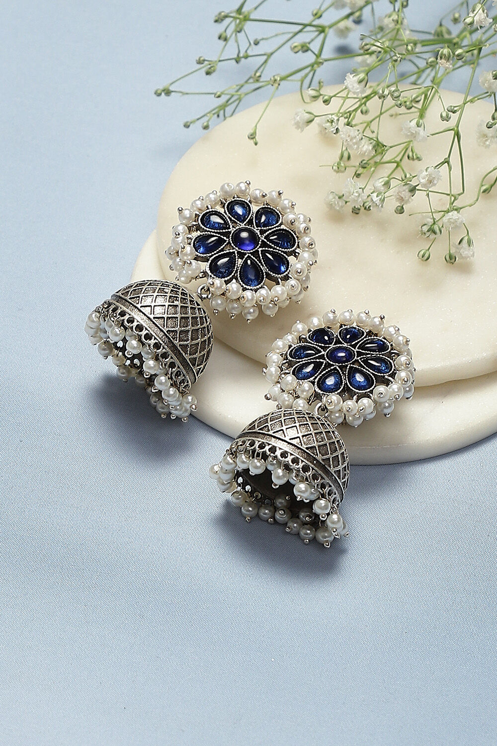 Blue Brass Earrings image number 0