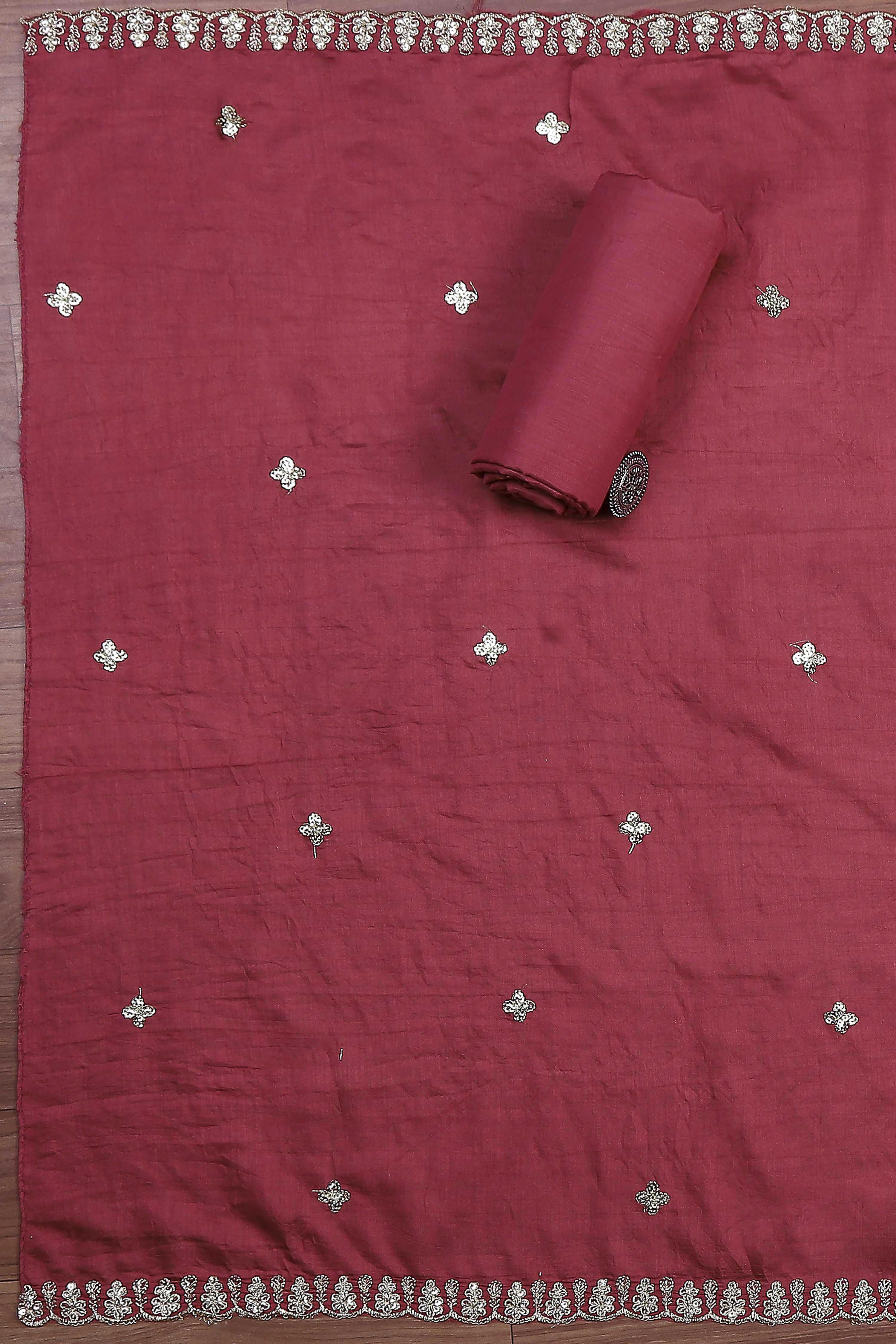Old Rose-Toned Modal Rajasthani Print Unstitched Suit Set image number 3