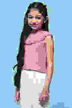 Pink Sleeveless Top With Schiffli Lace Detail image number 2