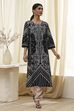 Black Pure Cotton Printed Straight Kurta image number 0