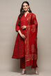 Orange Cotton Unstitched Suit set image number 8