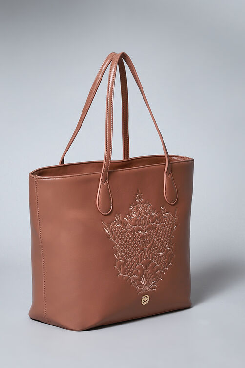 Blush Pink Pu Leather Tote Bag image number 5