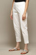 Off White Cotton Blend Narrow Pants image number 2