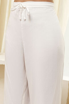 Off-White and Blue Straight Suit Set image number 2