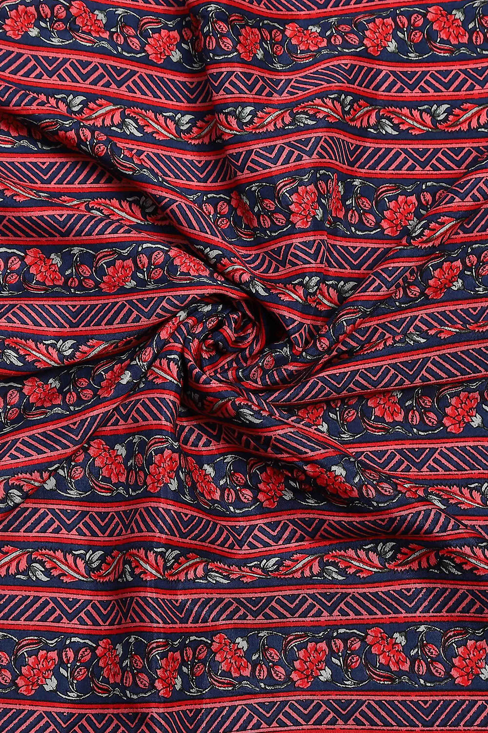 Blue Viscose Muslin Screen Print Unstitched Suit Set image number 2