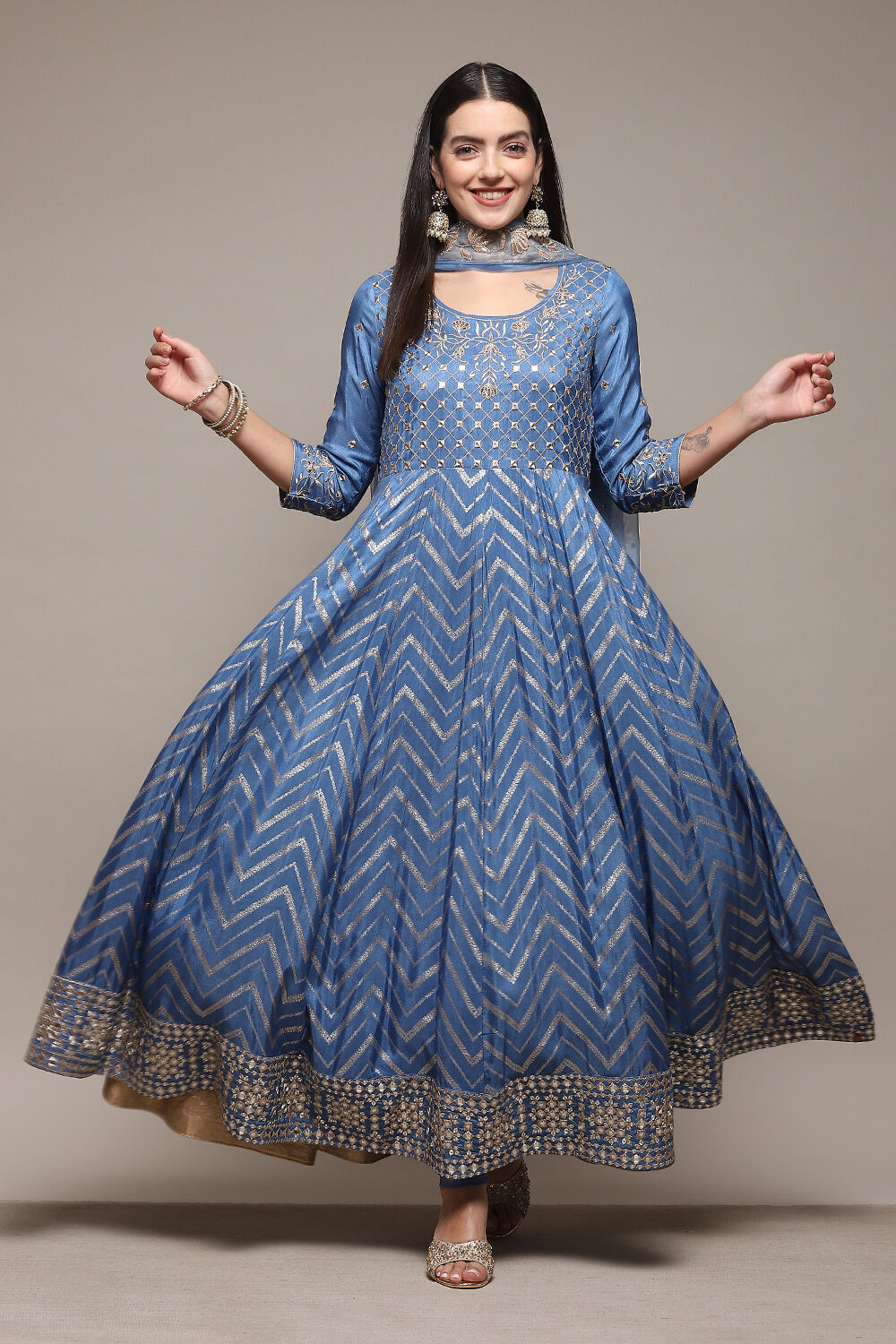 Biba blue anarkali suit sales