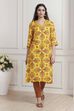 Yellow Floral Printed Straight Kurta image number 5