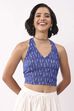 Royal Blue Cotton Printed Straight Top image number 4