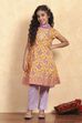 Blue Cotton Flared Printed Suit Set image number 6