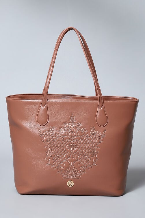 Blush Pink Pu Leather Tote Bag image number 1