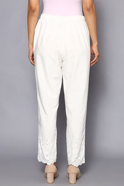 Off White Cotton Flax Regular Pants image number 5