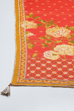 Red Cotton Flared Kurta Palazzo Suit Set image number 3