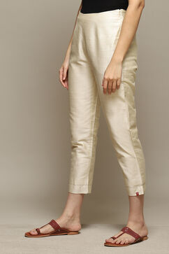 Beige Viscose Narrow Pant image number 2