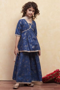 Navy Polyester Peplum Lehenga Set image number 5