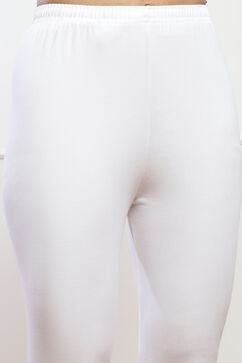 White Cotton Blend Solid Churidar image number 1
