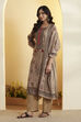 Beige Poly Linen Straight Suit Set image number 3