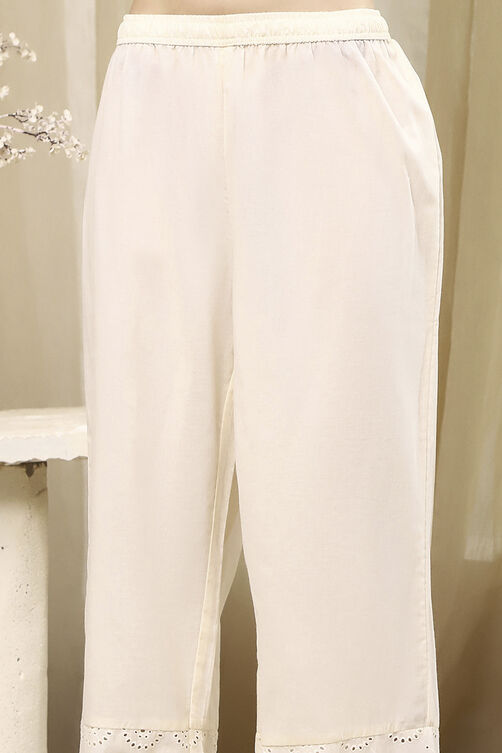 Off White Cotton Anarkali Suit Set image number 2