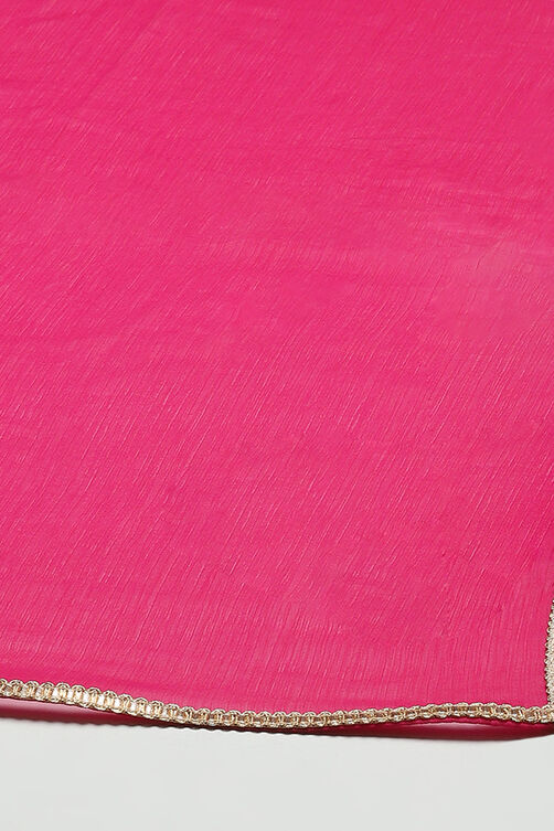 Fuchsia Polyester Anarkali Kurta Churidar Suit Set image number 3