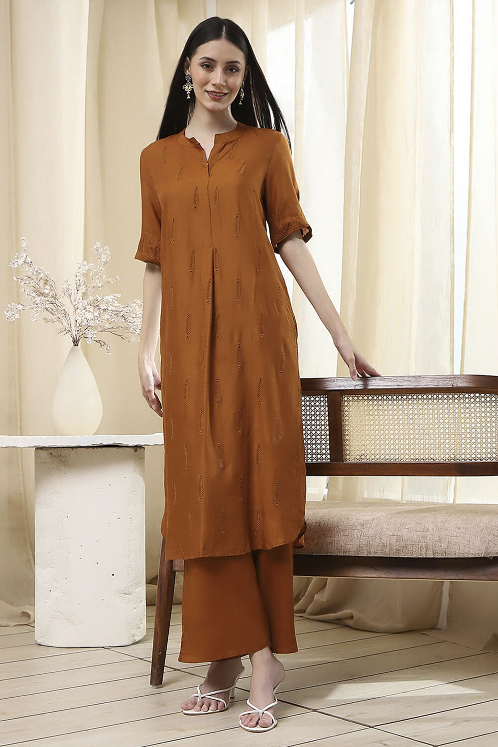 Blush Pink Straight Kurta Set image number 0