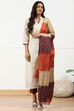 Red Chanderi Woven Unstitched Suit Set image number 1