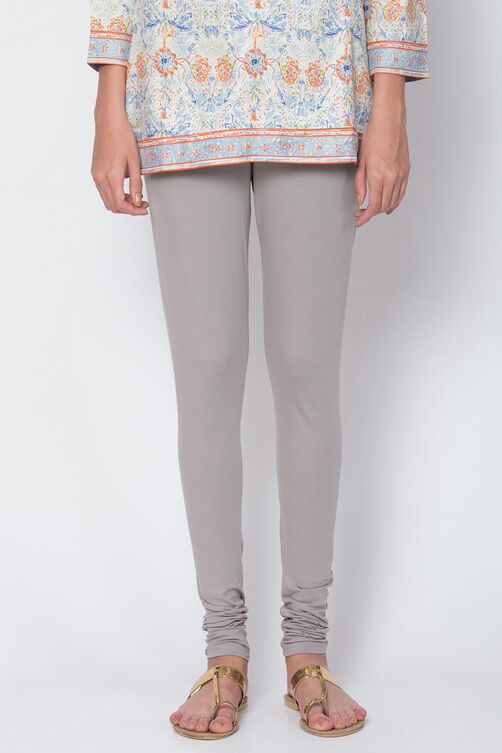 Camel Cotton Blend Solid Churidar image number 1
