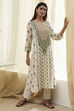 Cream-Colored Printed Straight Kurta image number 0