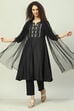 Black Art Silk Anarkali Kurta Pants Suit Set image number 7