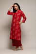Pink Poly Chanderi A-Line Printed Kurta Palazzo Suit Set image number 3