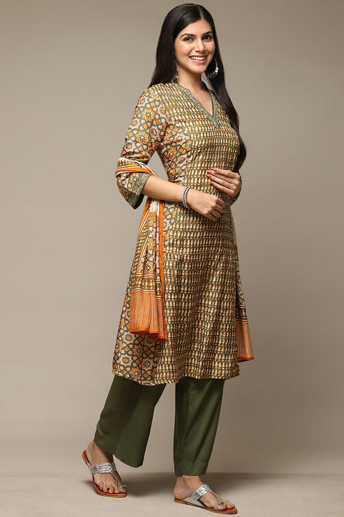 Green Modal A-Line Kurta Palazzo Suit Set