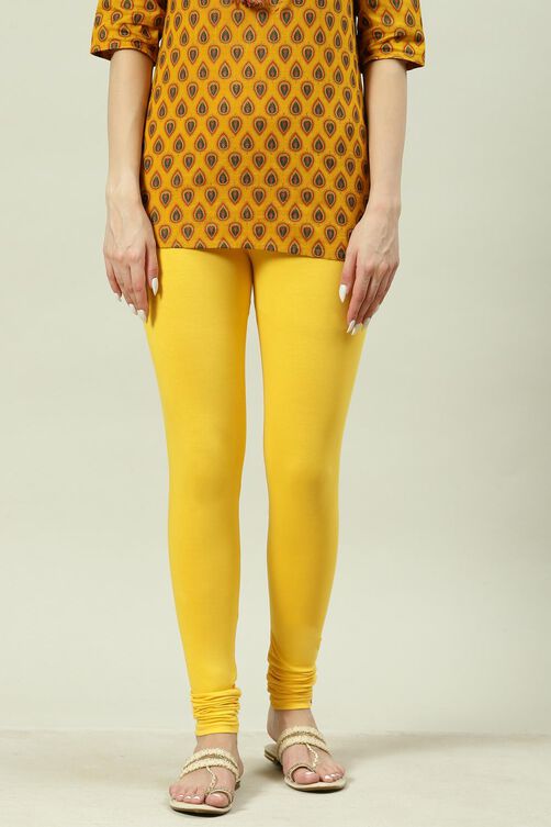 Camel Cotton Blend Solid Churidar image number 2