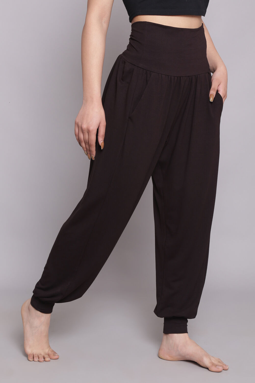 Buy Black Viscose Blend Harem Pants Yoga Pants for INR599.00