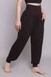 Black Viscose Blend Harem Pants image number 2