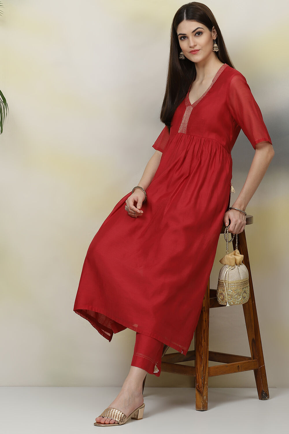 Navy Flared Art Silk Fusion Wear 2 Piece Set image number 0