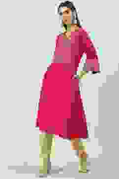 Fuschia Poly Viscose A-Line Printed Kurta image number 5