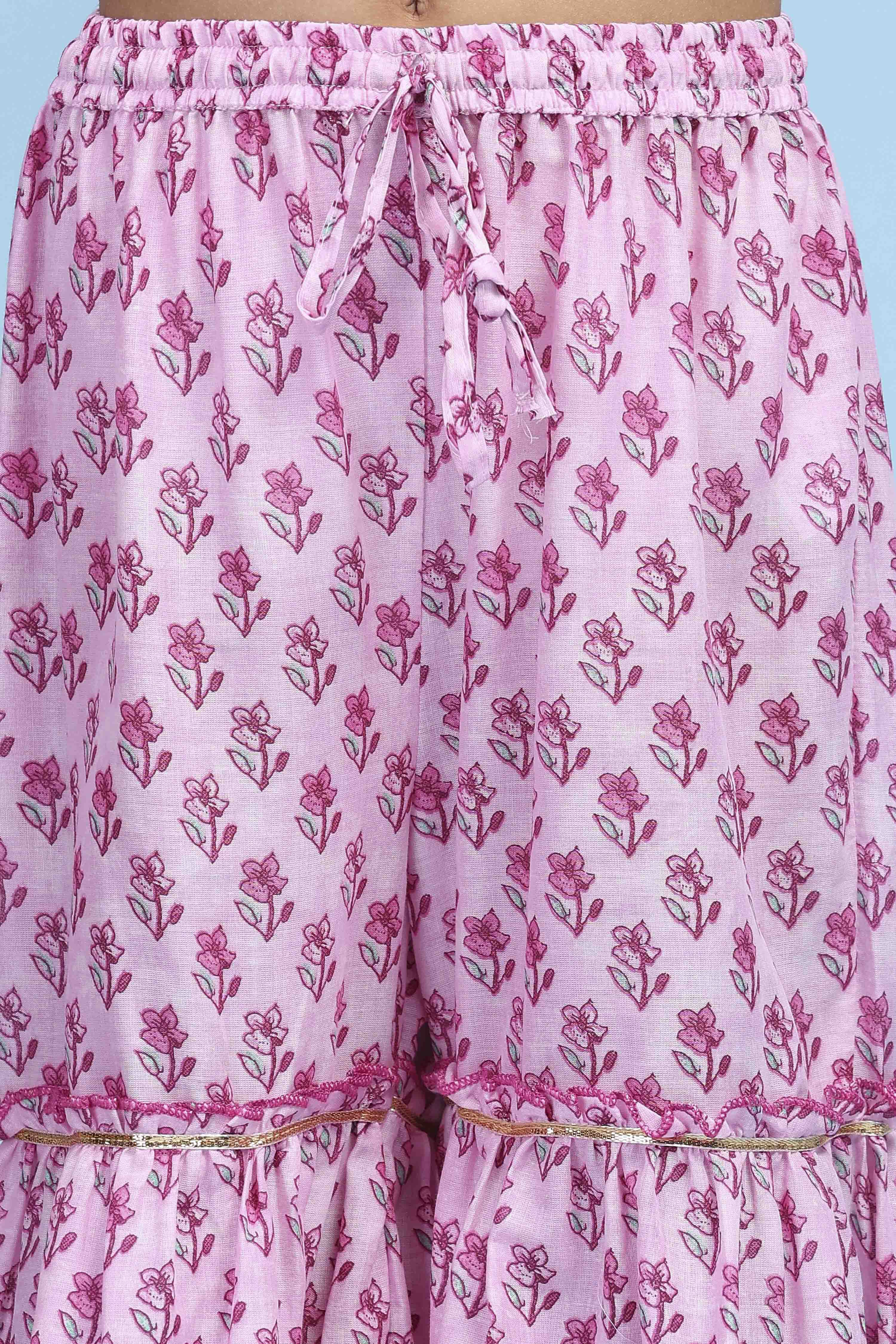 Pink Cotton Printed Straight Suit Set image number 2