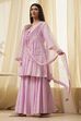 Off-White Cotton Metallic Flared Suit Set image number 0