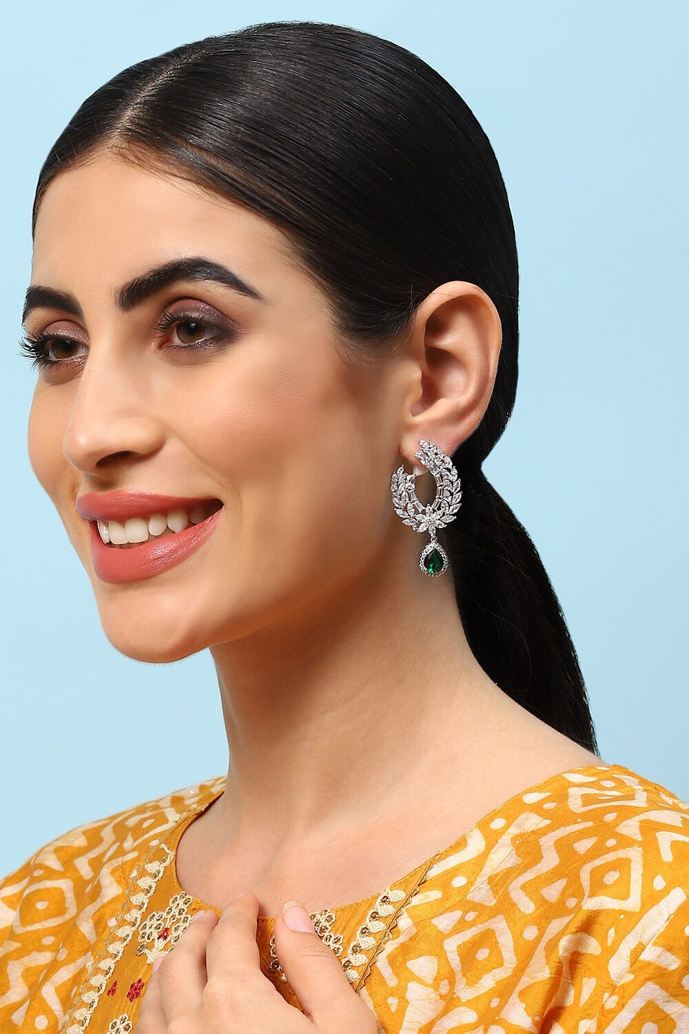 Green Brass Earrings image number 1