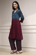 Teal Viscose Rayon Straight Printed Kurta Pants Set image number 3
