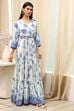 Ecru Viscose Rayon Tiered Printed Dress image number 4