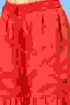 Red Polyester A-Line Printed Kurta Sharara Suit Set image number 2