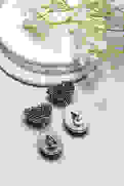 Navy Blue Oxidised Stone Studded Tear Drop Jhumkas image number 2