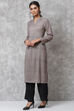 Smokey Blue A-Line Cotton Kurta image number 2